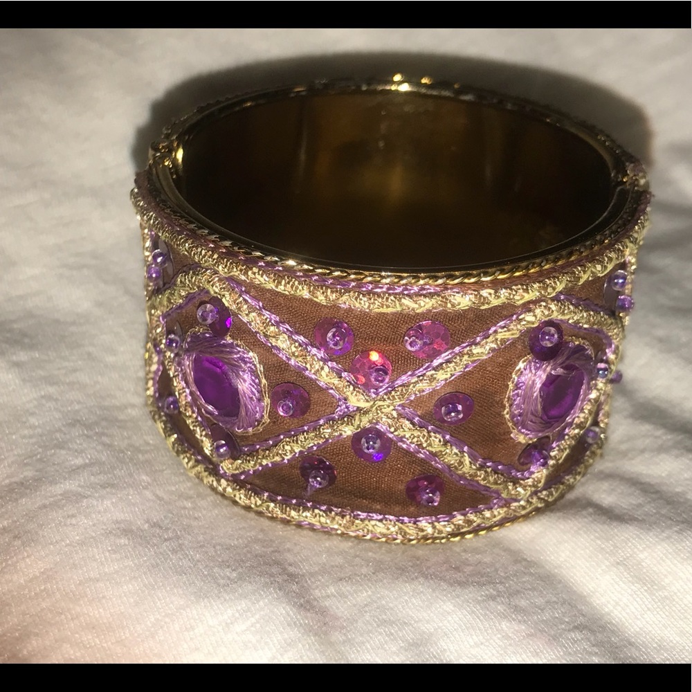 Boho purple & Gold cuff style bracelet 🔮